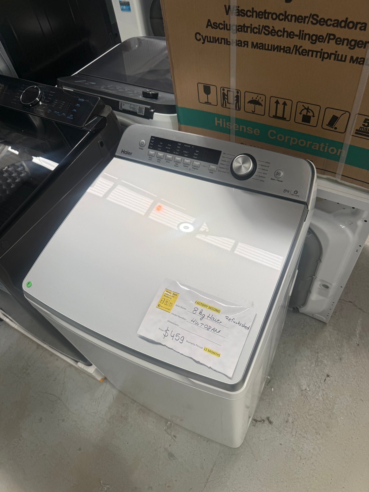 Factory second Haier HWT08AN1 8kg Top Load Washing Machine - Second Hand Appliances Geebung