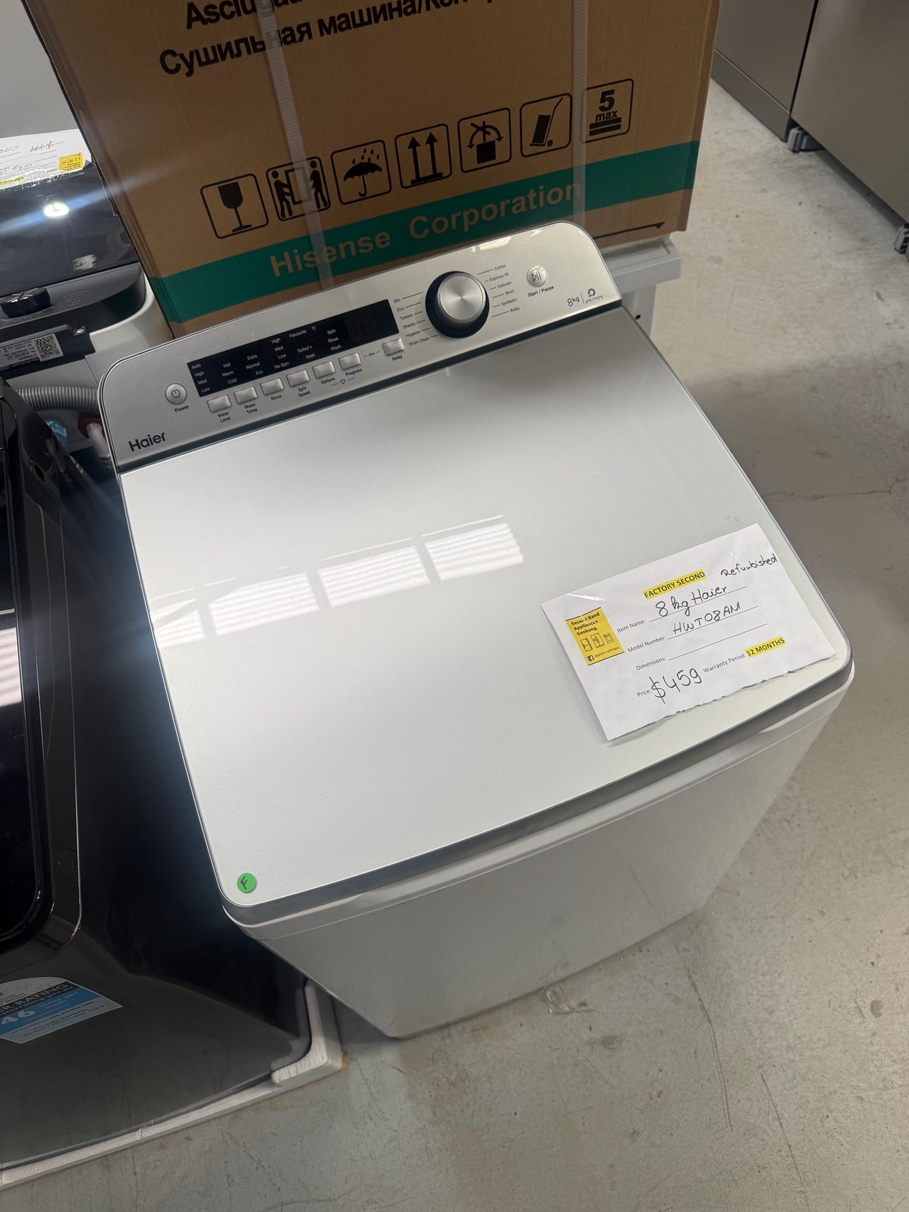 Factory second Haier HWT08AN1 8kg Top Load Washing Machine - Second Hand Appliances Geebung
