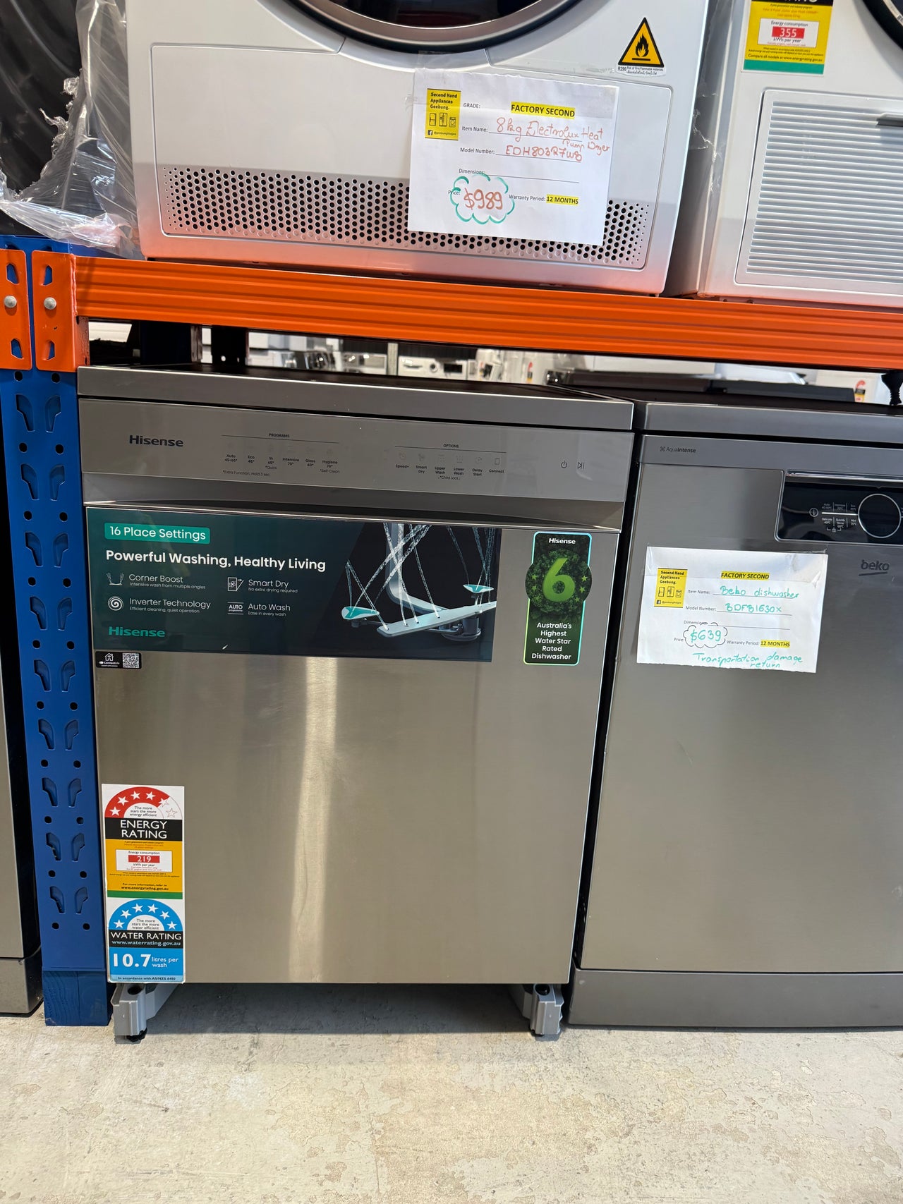 Factory second Hisense 16 Place Setting Freestanding Dishwasher – HSAA16FS - Second Hand Appliances Geebung