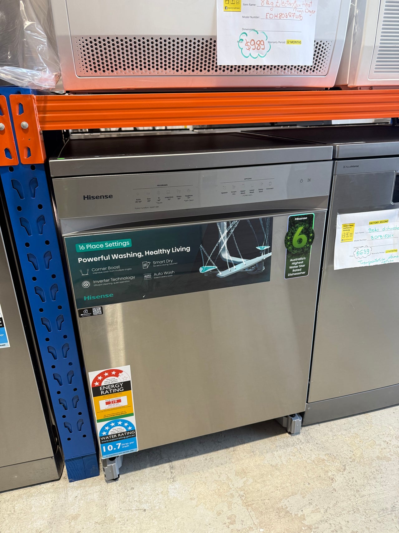 Factory second Hisense 16 Place Setting Freestanding Dishwasher – HSAA16FS - Second Hand Appliances Geebung