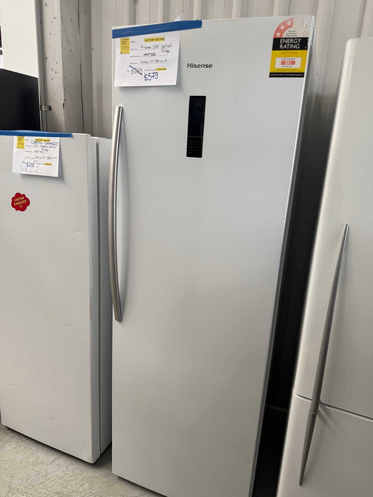 Factory second Hisense 328l vertical fridge HRAF328 - Second Hand Appliances Geebung