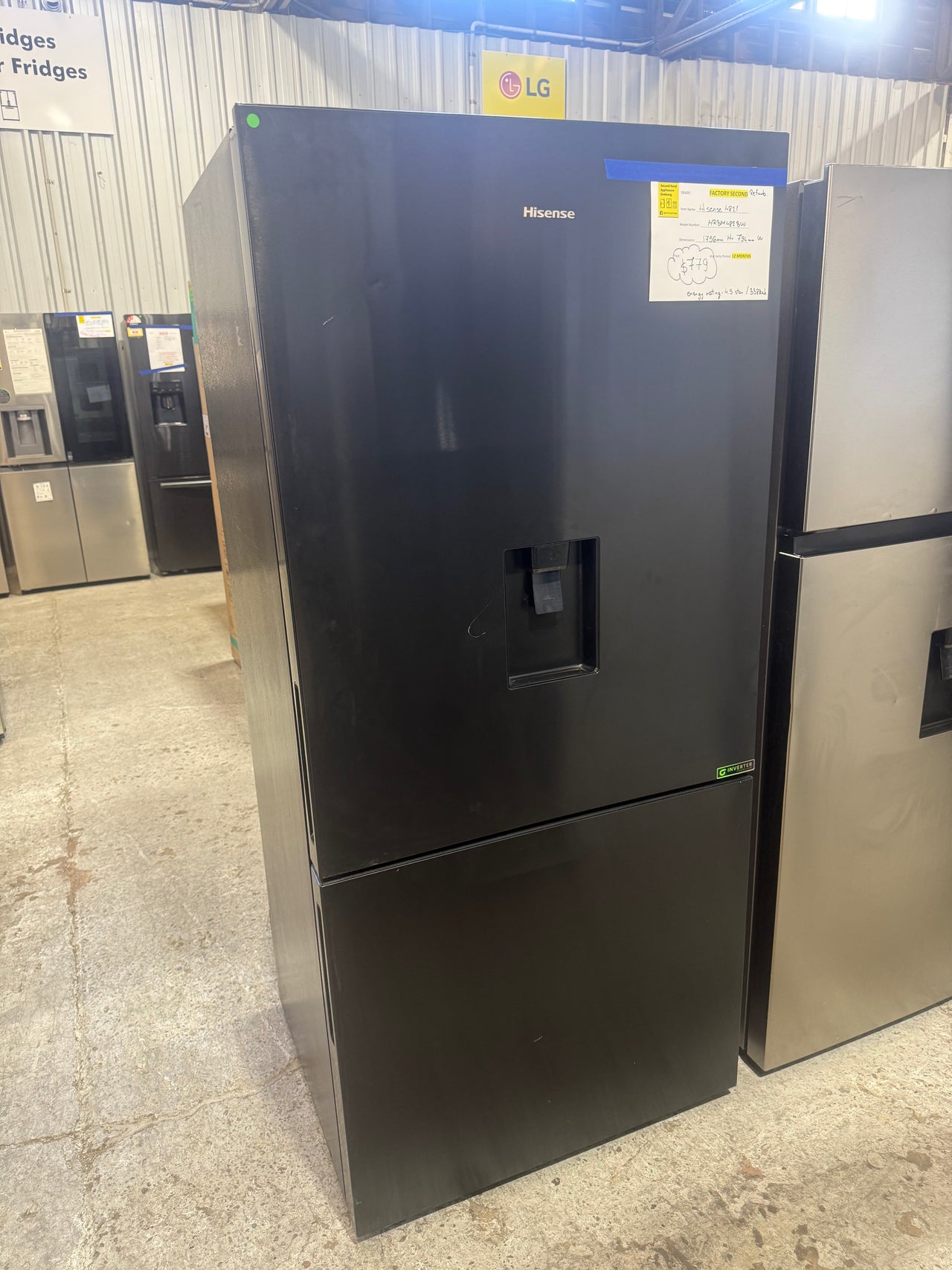 Buy Factory second Hisense 482L PureFlat Bottom Mount Refrigerator – Black Steel |  | [product_variant] | Second Hand Appliances Geebung Brisbane