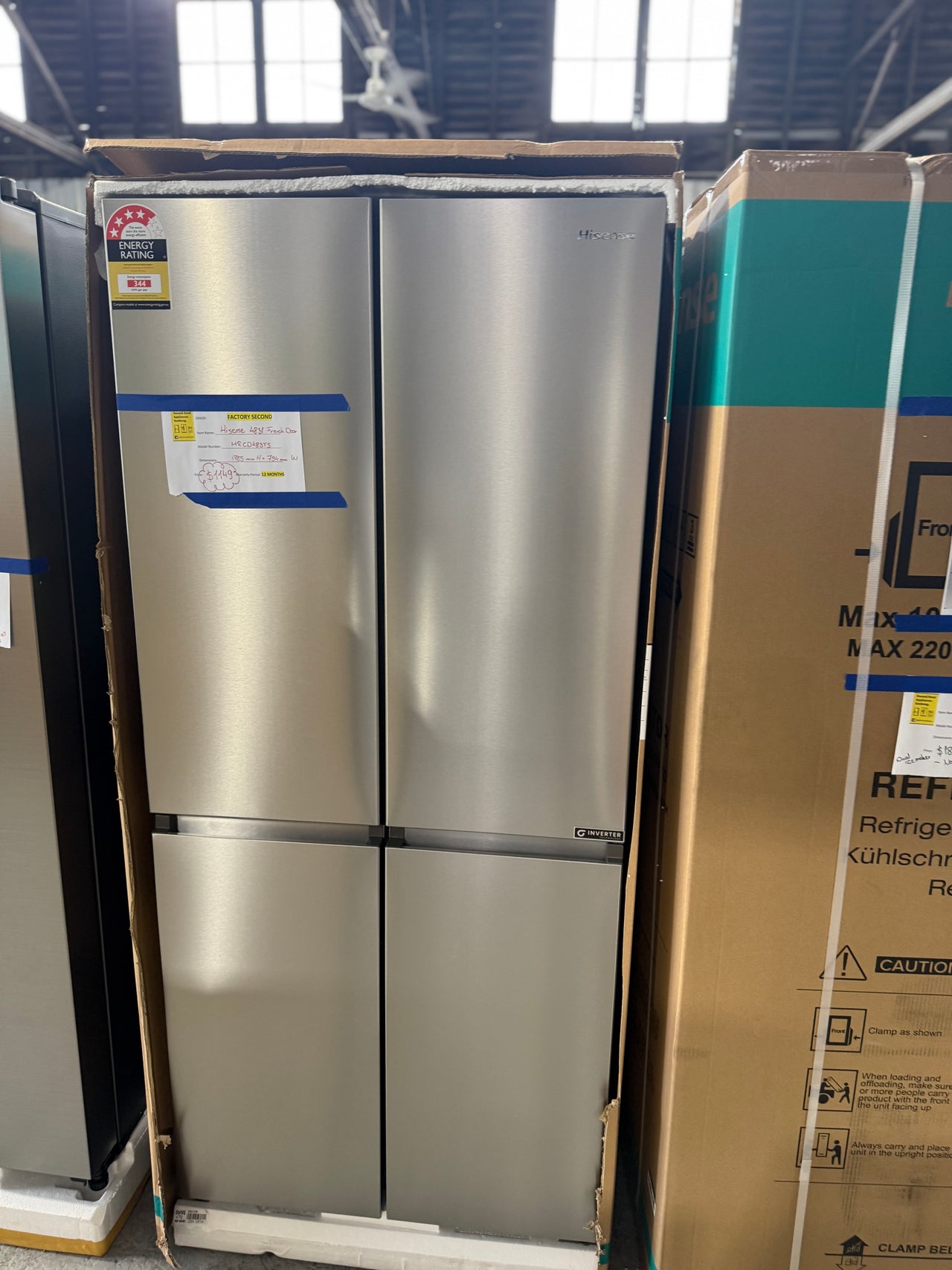 Factory second Hisense 483L French Door Fridge Stainless Steel HRCD483TS - Second Hand Appliances Geebung