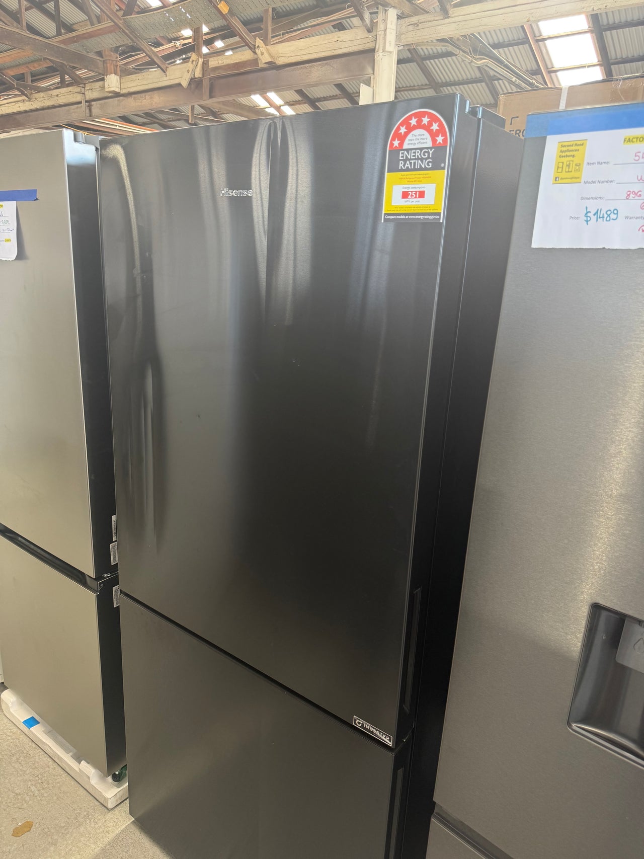 Buy Factory second Hisense 483L PureFlat Bottom Mount Refrigerator HRBM483B |  | [product_variant] | Second Hand Appliances Geebung Brisbane