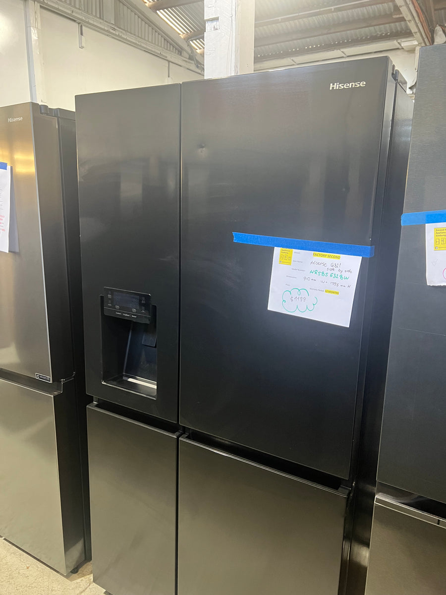 Factory second Hisense 632L Side By Side Refrigerator Model: HRSBS632BW with non-plumbed ice and water dispenser - Second Hand Appliances Geebung