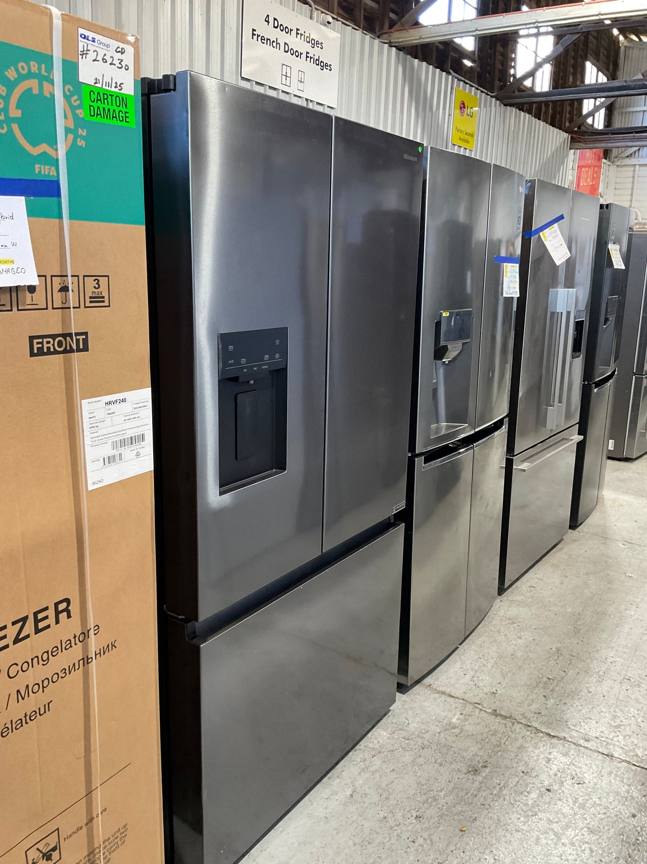 Factory second Hisense 634 L PureFlat™ French Door Refrigerator – HRFD634BW (Dark Stainless Steel) - Second Hand Appliances Geebung