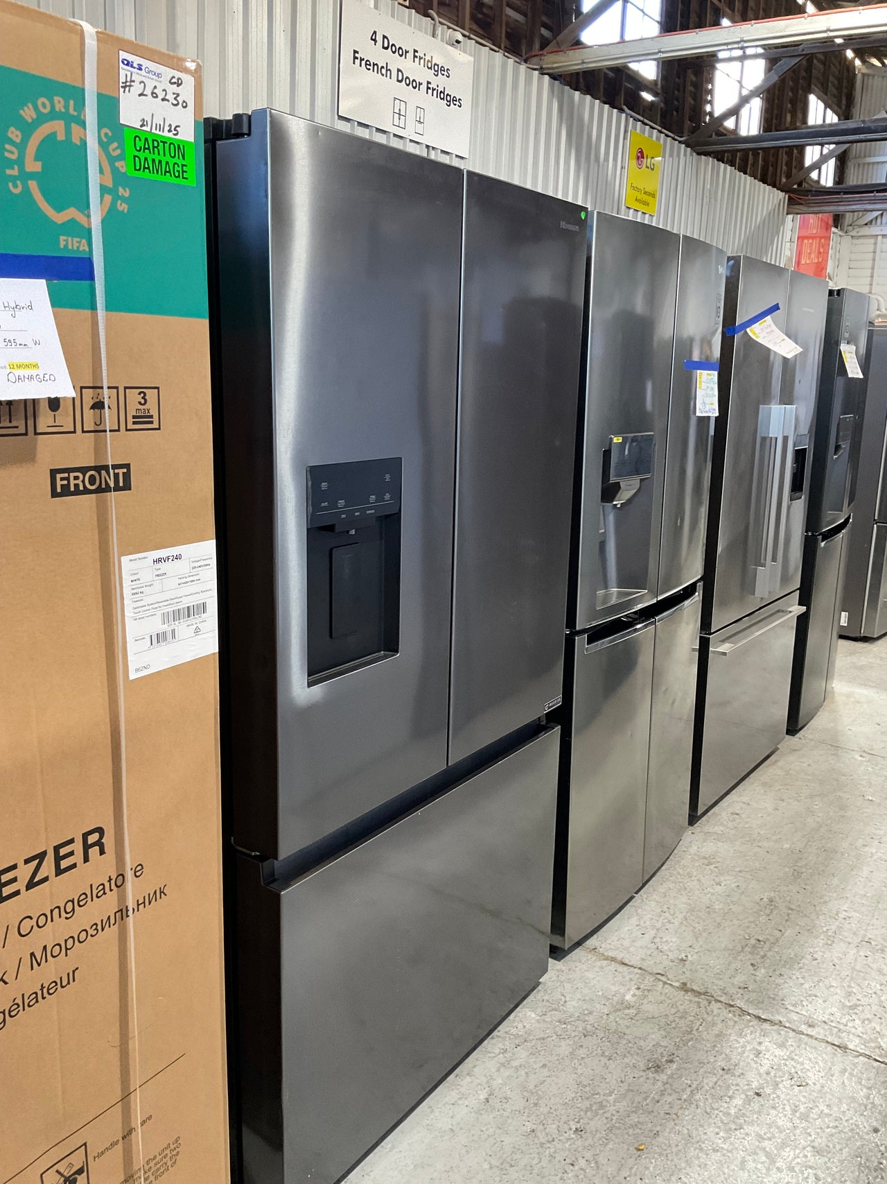 Factory second Hisense 634 L PureFlat™ French Door Refrigerator – HRFD634BW (Dark Stainless Steel) - Second Hand Appliances Geebung