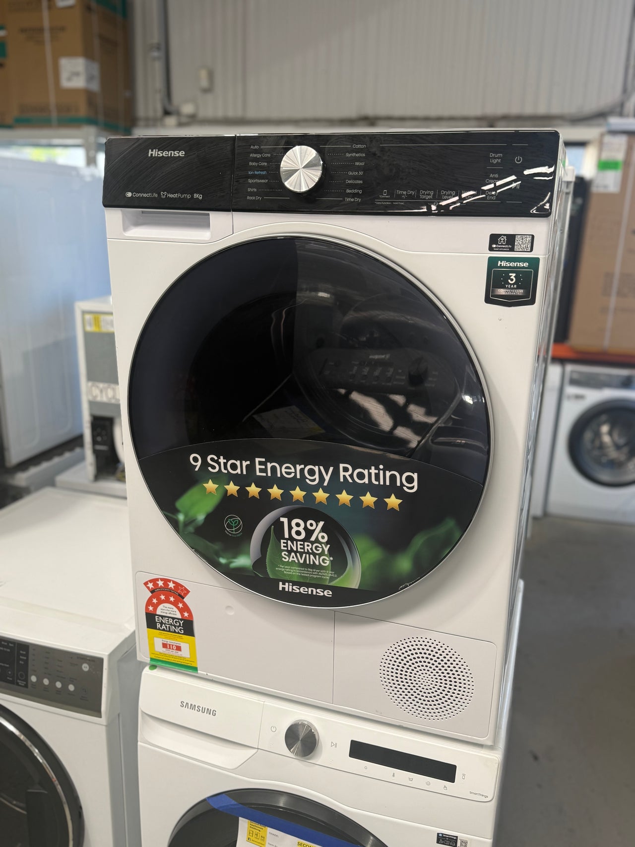 Factory second Hisense 8 kg Series-5 Heat Pump Dryer – HDF5S80H (White) - Second Hand Appliances Geebung