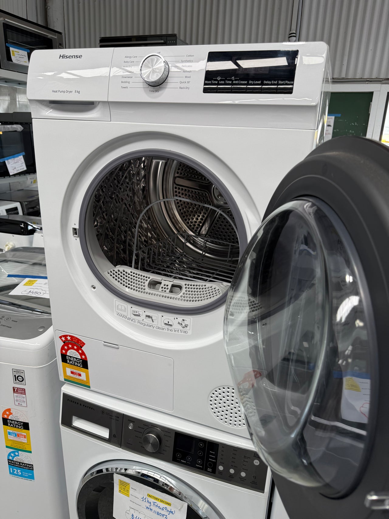 Factory second Hisense 8kg Front Load Heat Pump Dryer HDFY80H - Second Hand Appliances Geebung