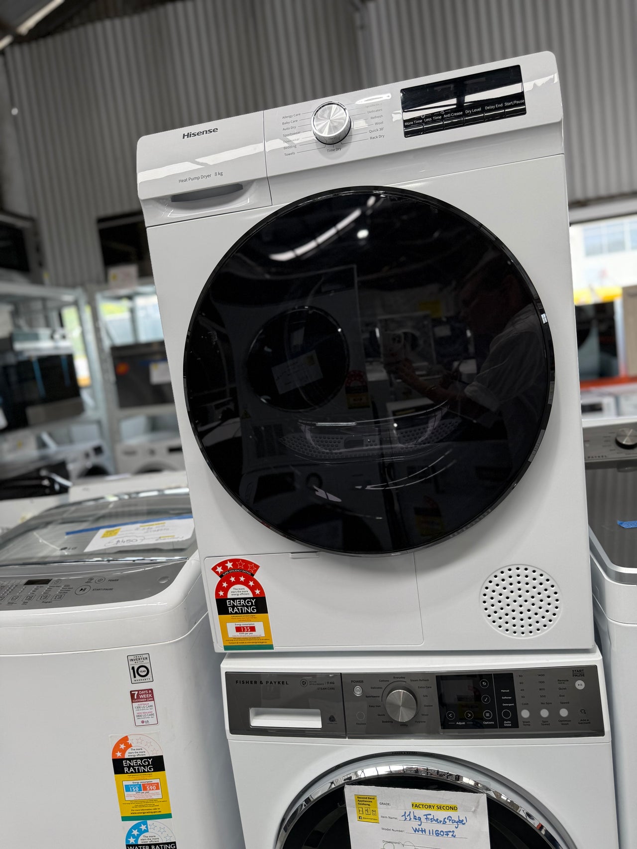 Factory second Hisense 8kg Front Load Heat Pump Dryer HDFY80H - Second Hand Appliances Geebung