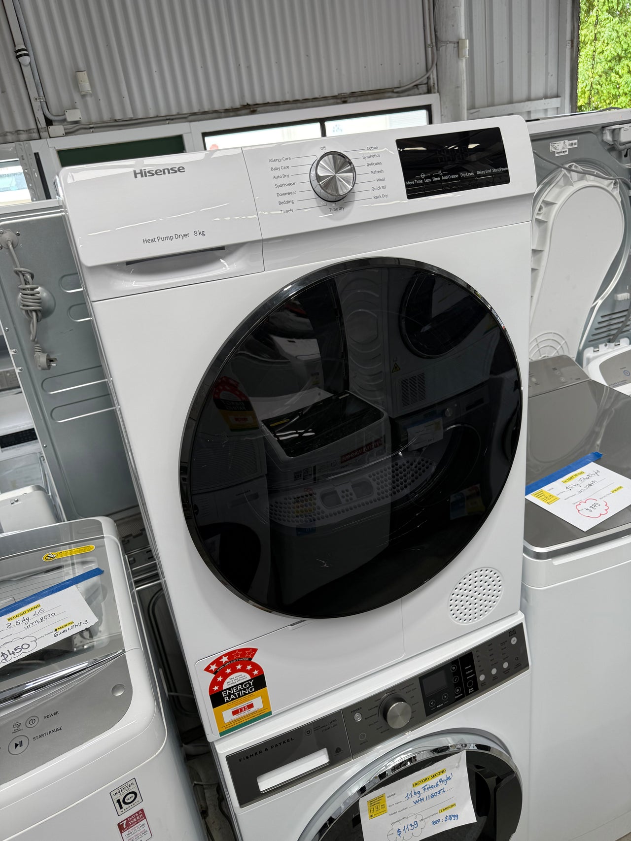 Factory second Hisense 8kg Front Load Heat Pump Dryer HDFY80H - Second Hand Appliances Geebung