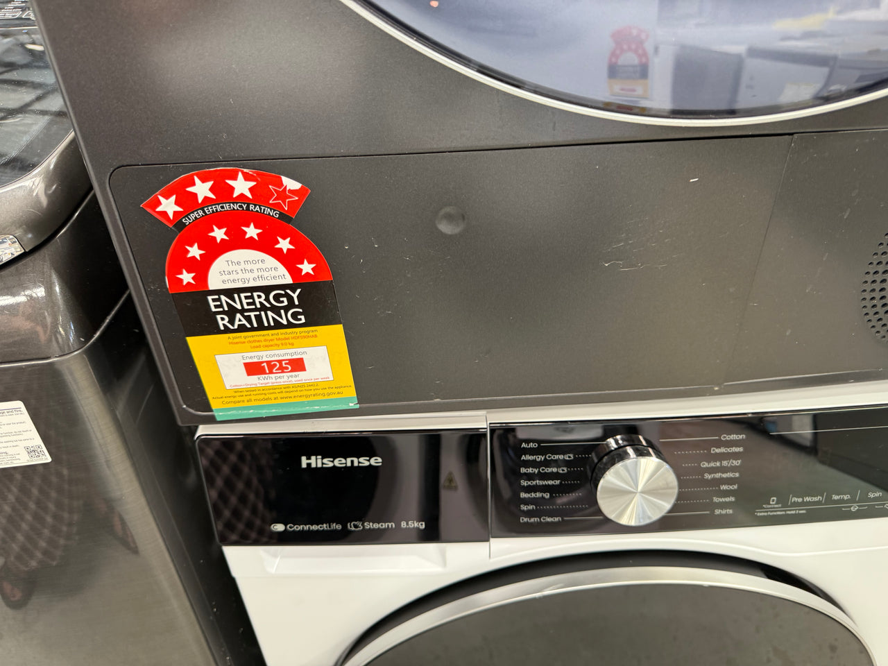 Factory second Hisense 9kg Heat Pump Dryer - Black HDFS90HAB - Second Hand Appliances Geebung