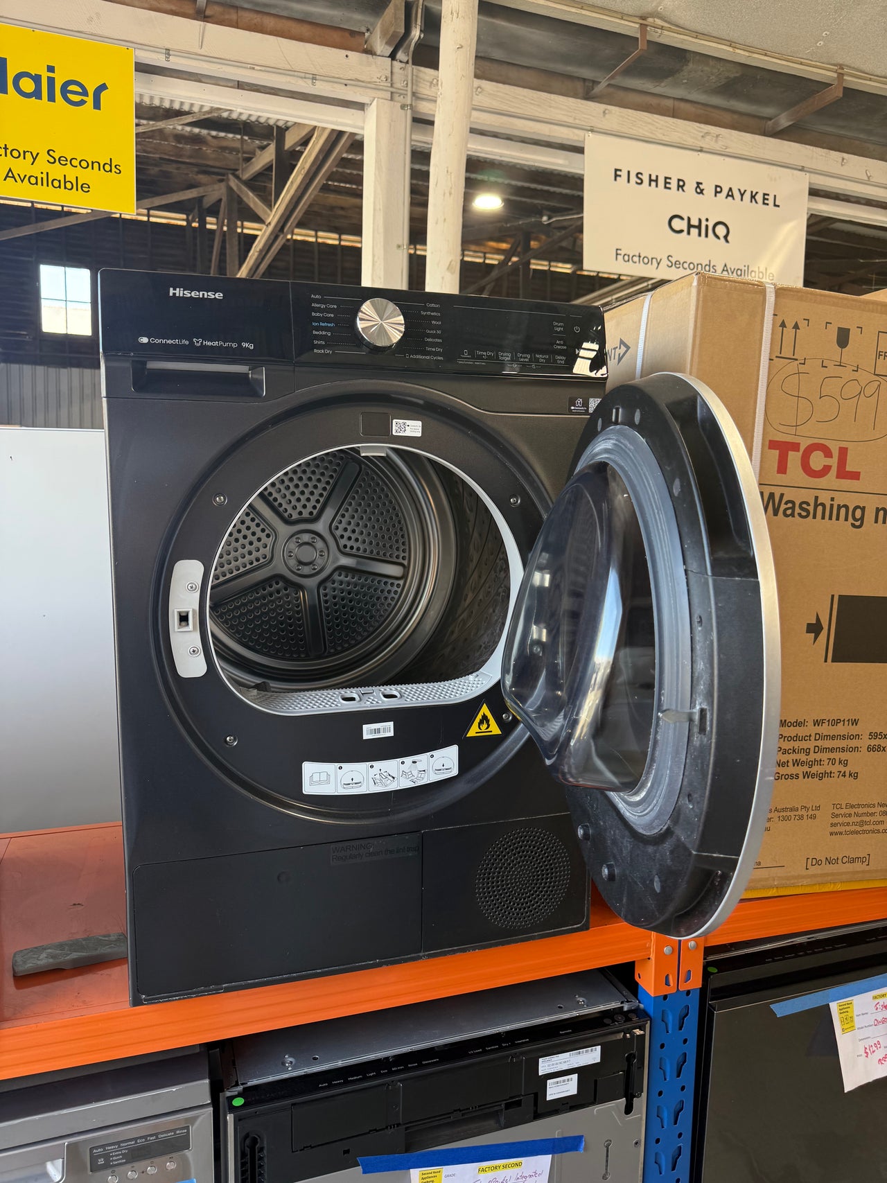 Factory second Hisense 9kg Heat Pump Dryer – Black (Model: HDFS90HAB) - Second Hand Appliances Geebung