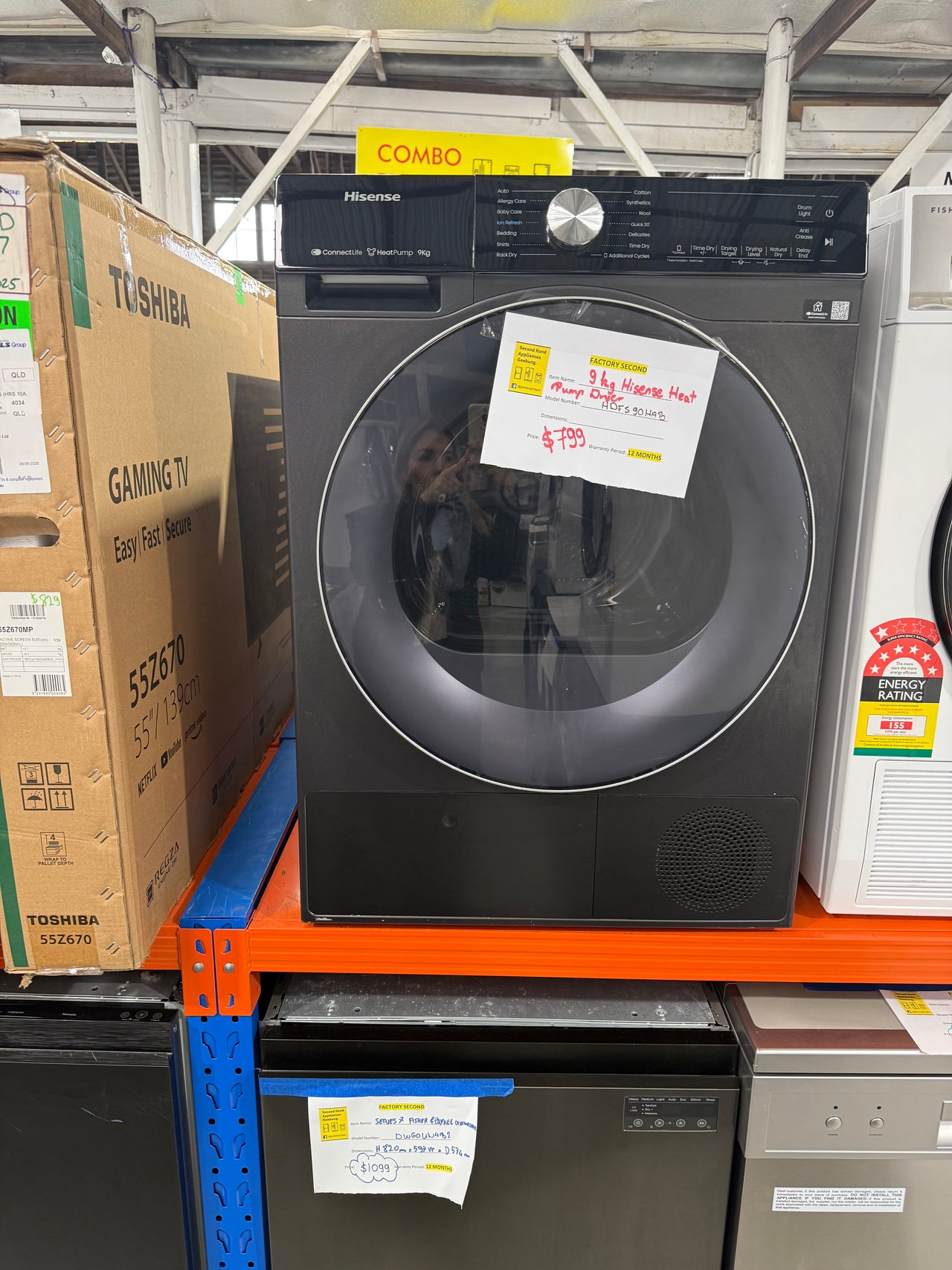 Factory second Hisense 9kg Heat Pump Dryer – Black (Model: HDFS90HAB) - Second Hand Appliances Geebung