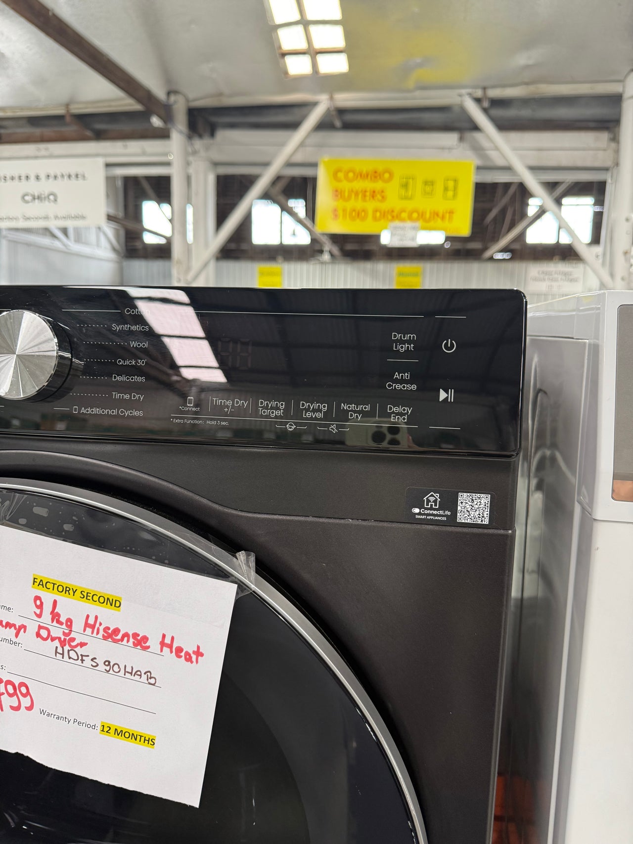 Factory second Hisense 9kg Heat Pump Dryer – Black (Model: HDFS90HAB) - Second Hand Appliances Geebung