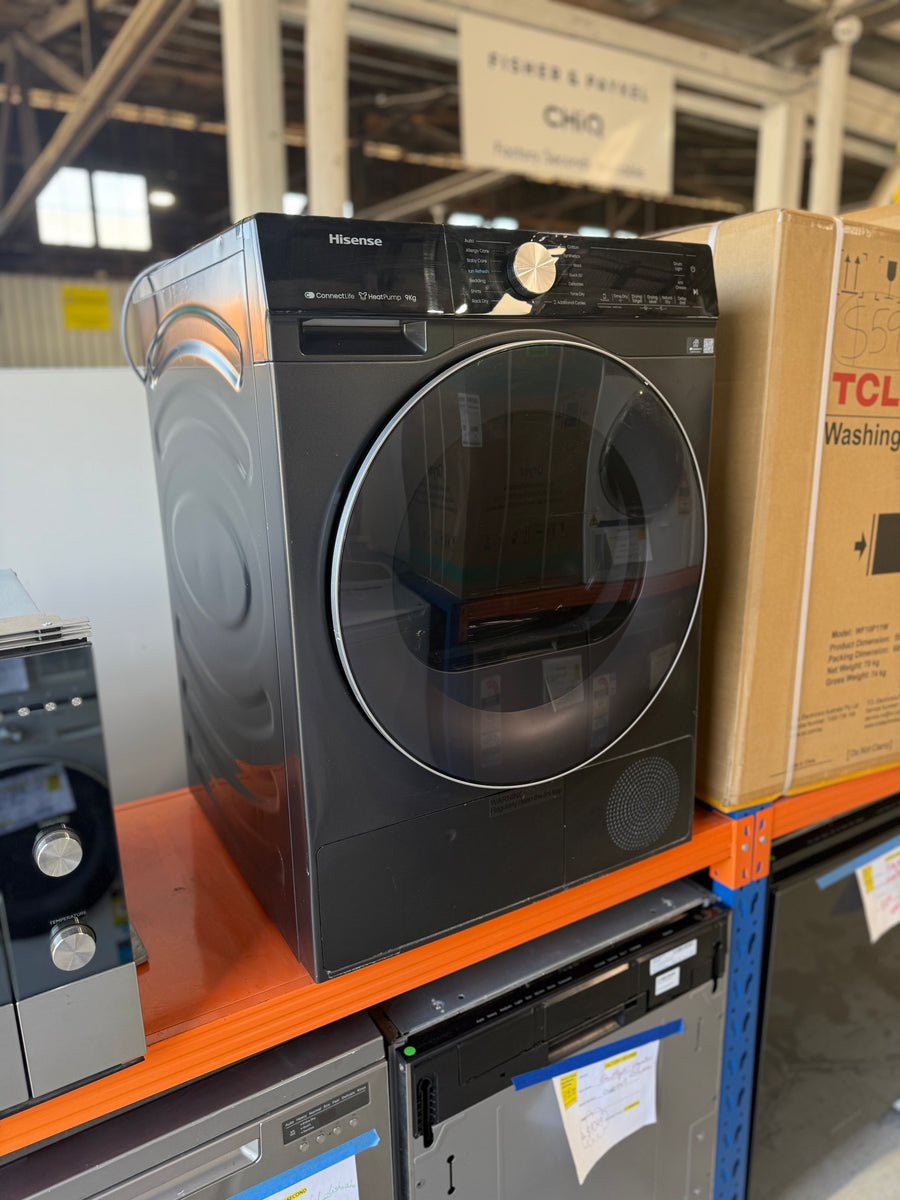 Factory second Hisense 9kg Heat Pump Dryer – Black (Model: HDFS90HAB) - Second Hand Appliances Geebung