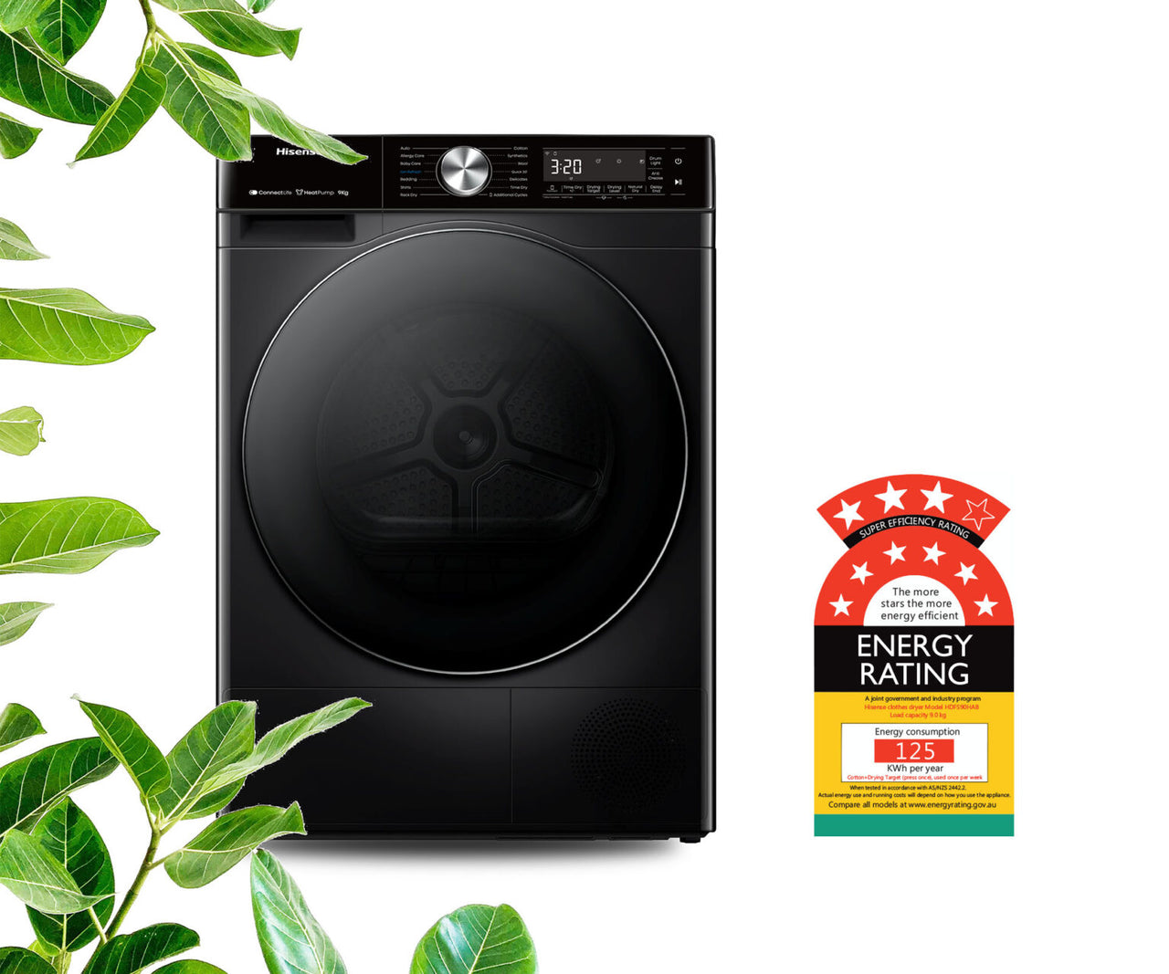 Factory second Hisense 9kg Heat Pump Dryer – Black (Model: HDFS90HAB) - Second Hand Appliances Geebung