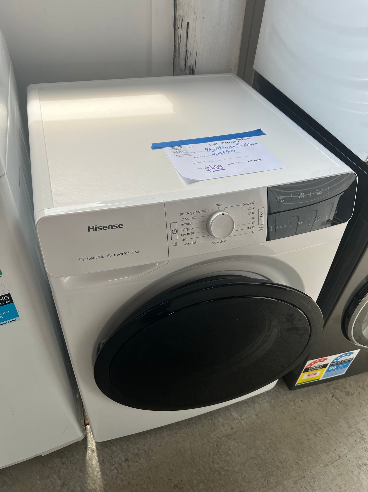 Factory second Hisense 9kg PureStream Front Load Washing Machine HWGE9014 - Second Hand Appliances Geebung