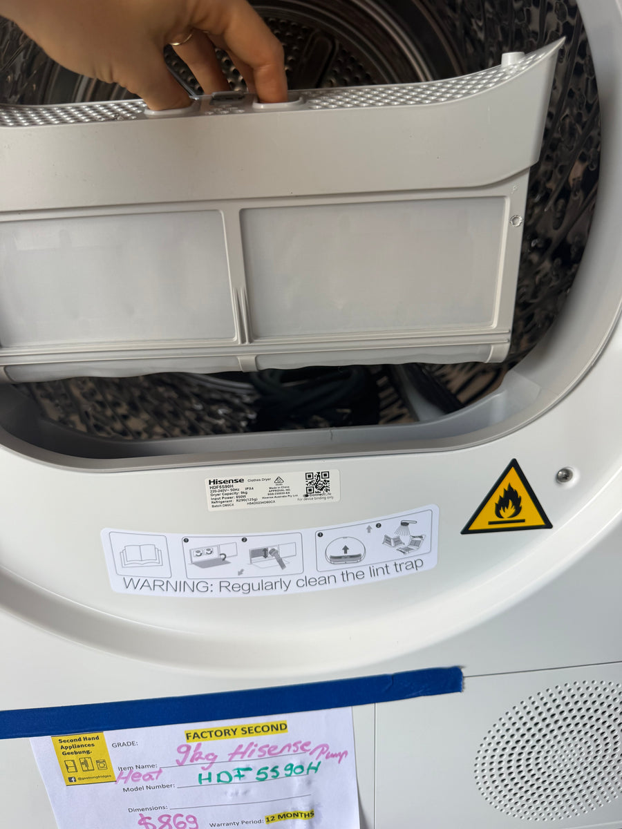 Buy Factory second Hisense HDF5S90H 9kg Series 5 Heat Pump Dryer |  | [product_variant] | Second Hand Appliances Geebung Brisbane