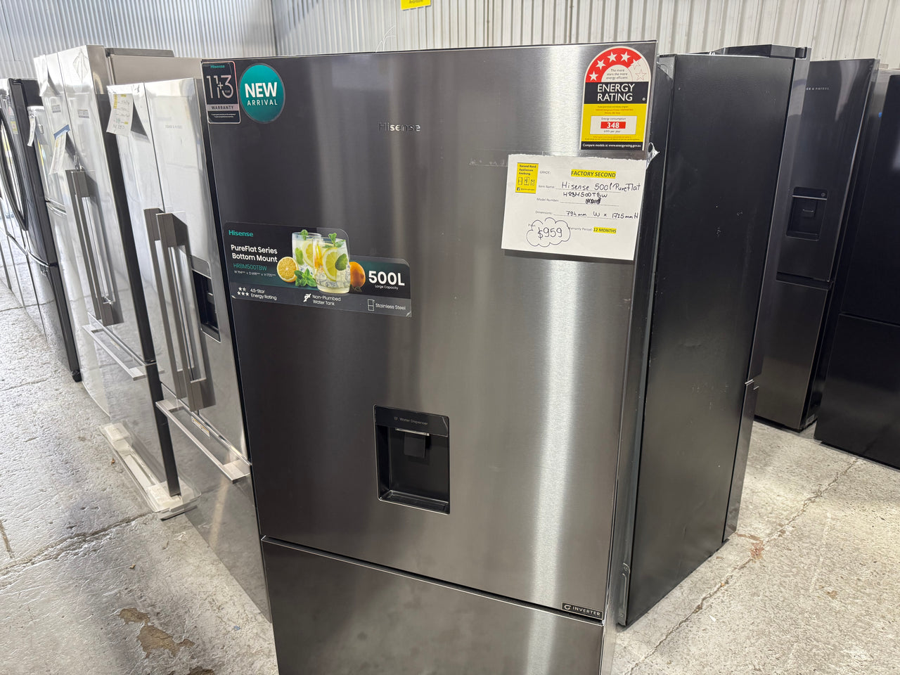 Factory second Hisense HRBM500TBW 500-litre PureFlat Bottom Mount Refrigerator - Second Hand Appliances Geebung