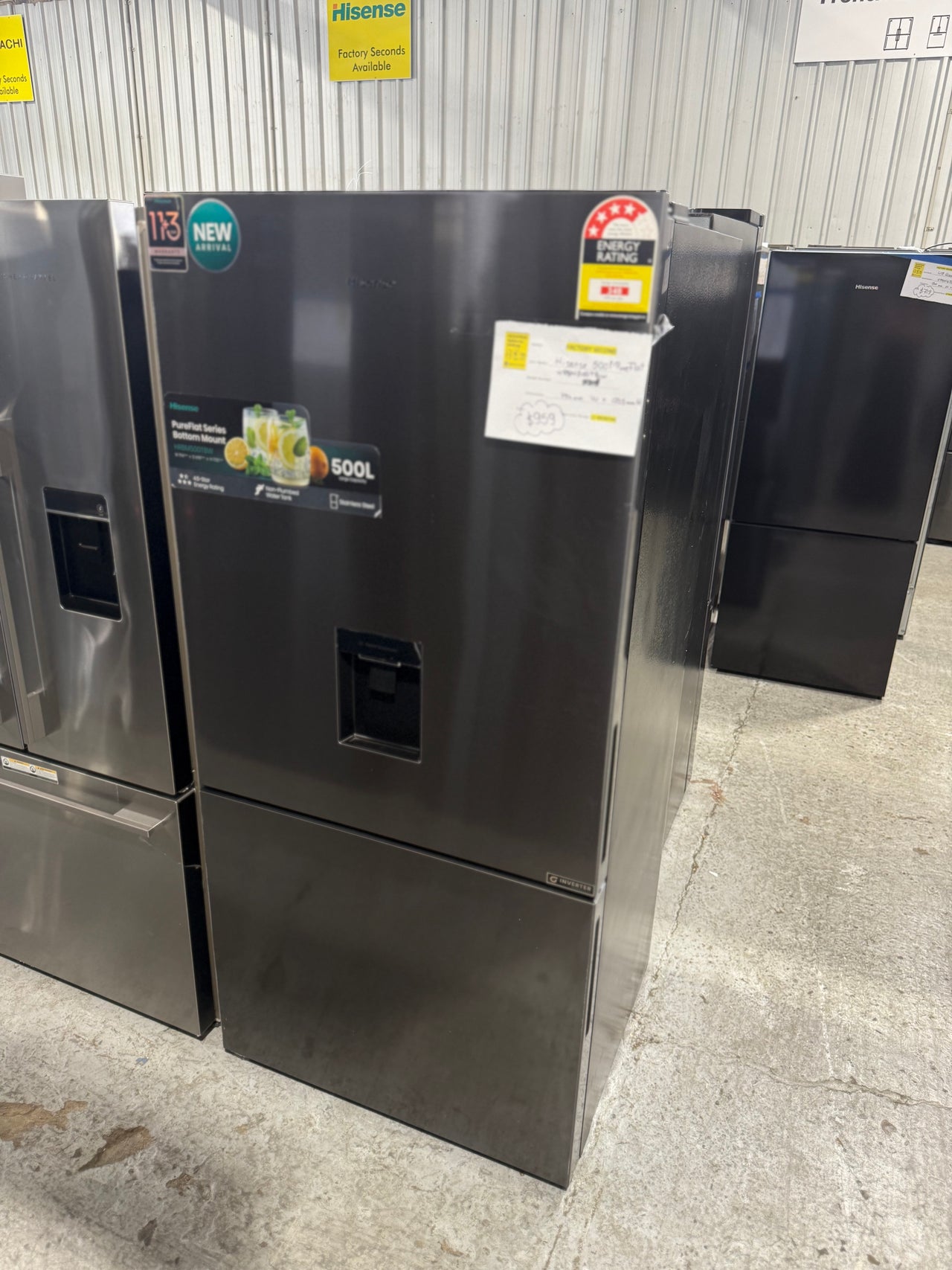 Factory second Hisense HRBM500TBW 500-litre PureFlat Bottom Mount Refrigerator - Second Hand Appliances Geebung