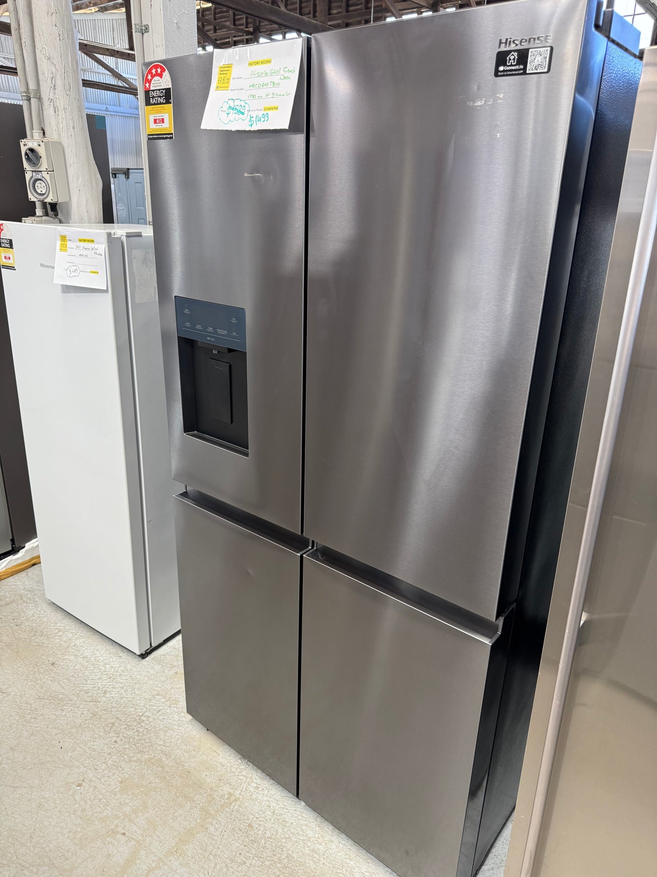 Factory second Hisense HRCD640TBW 640L PureFlex French Door Fridge - Second Hand Appliances Geebung