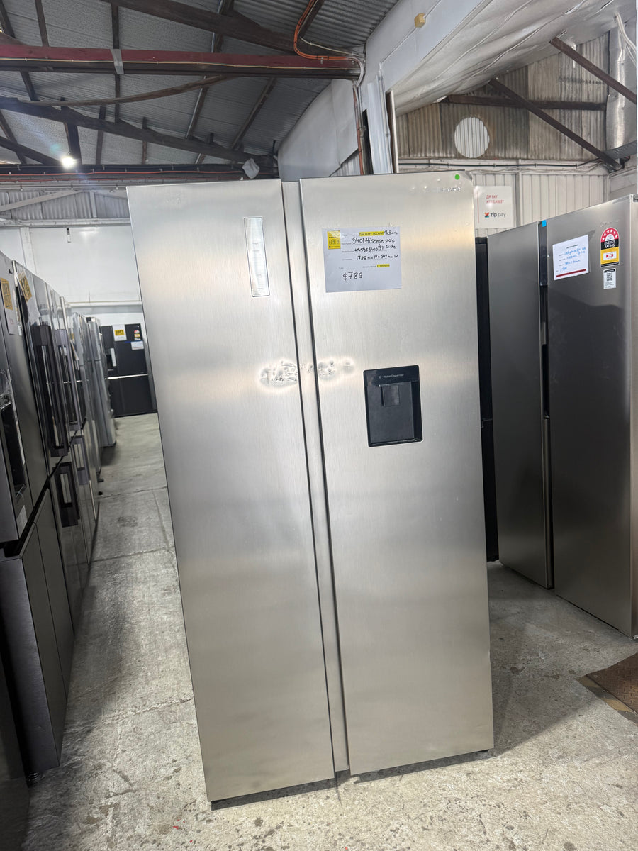 Factory second Hisense HRSBS540SW 541 L PureFlat Side-by-Side Refrigerator – Silver / Stainless Steel - Second Hand Appliances Geebung