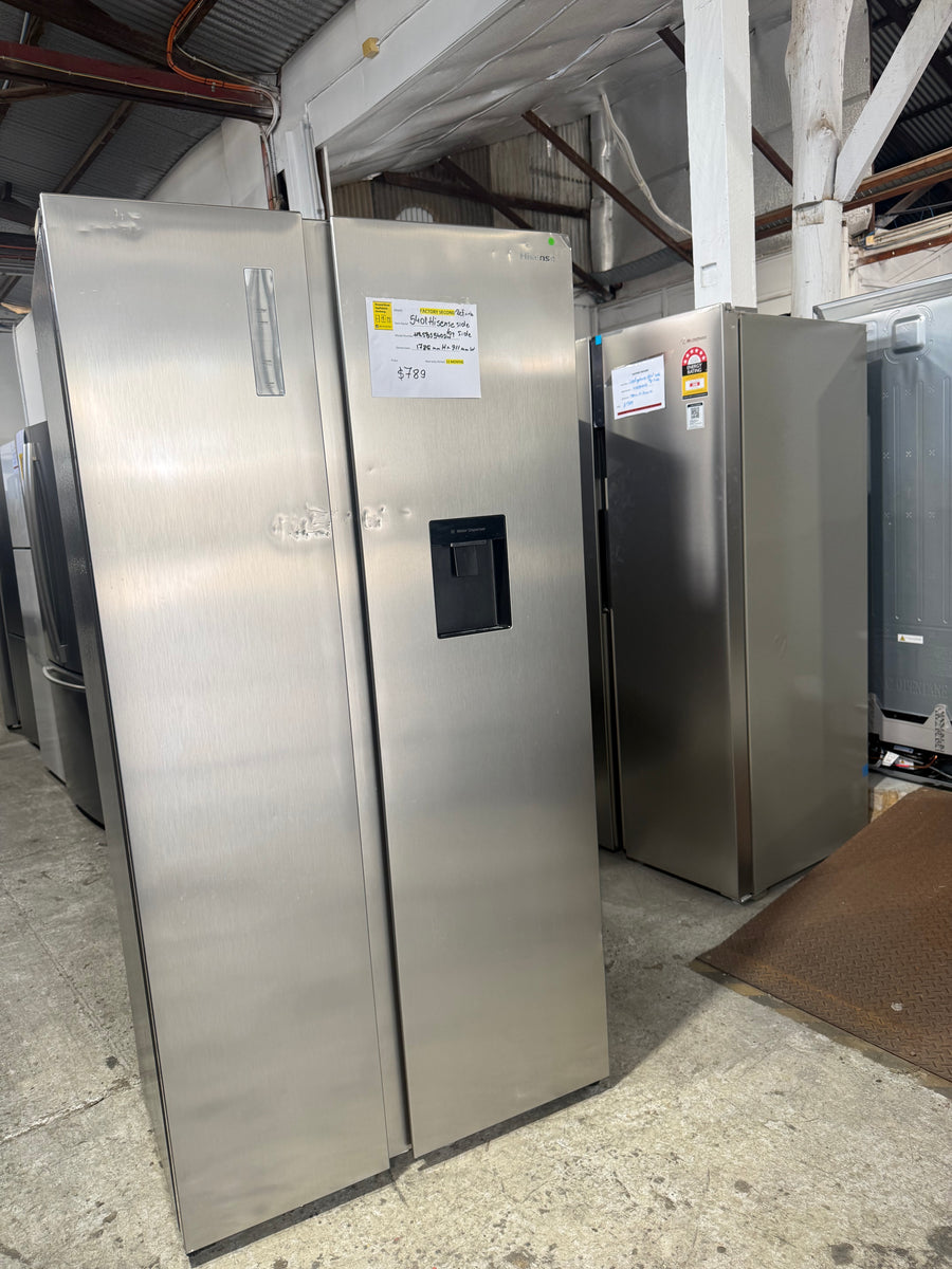 Factory second Hisense HRSBS540SW 541 L PureFlat Side-by-Side Refrigerator – Silver / Stainless Steel - Second Hand Appliances Geebung