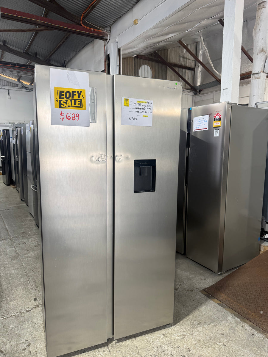 Factory second Hisense HRSBS540SW 541 L PureFlat Side-by-Side Refrigerator – Silver / Stainless Steel - Second Hand Appliances Geebung