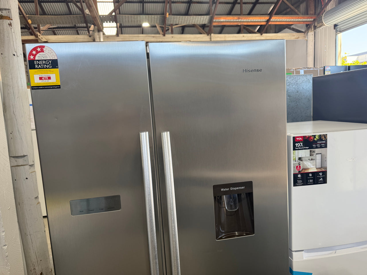 Factory second Hisense HRSBS578SW 578-litre side‑by‑side refrigerator - Second Hand Appliances Geebung