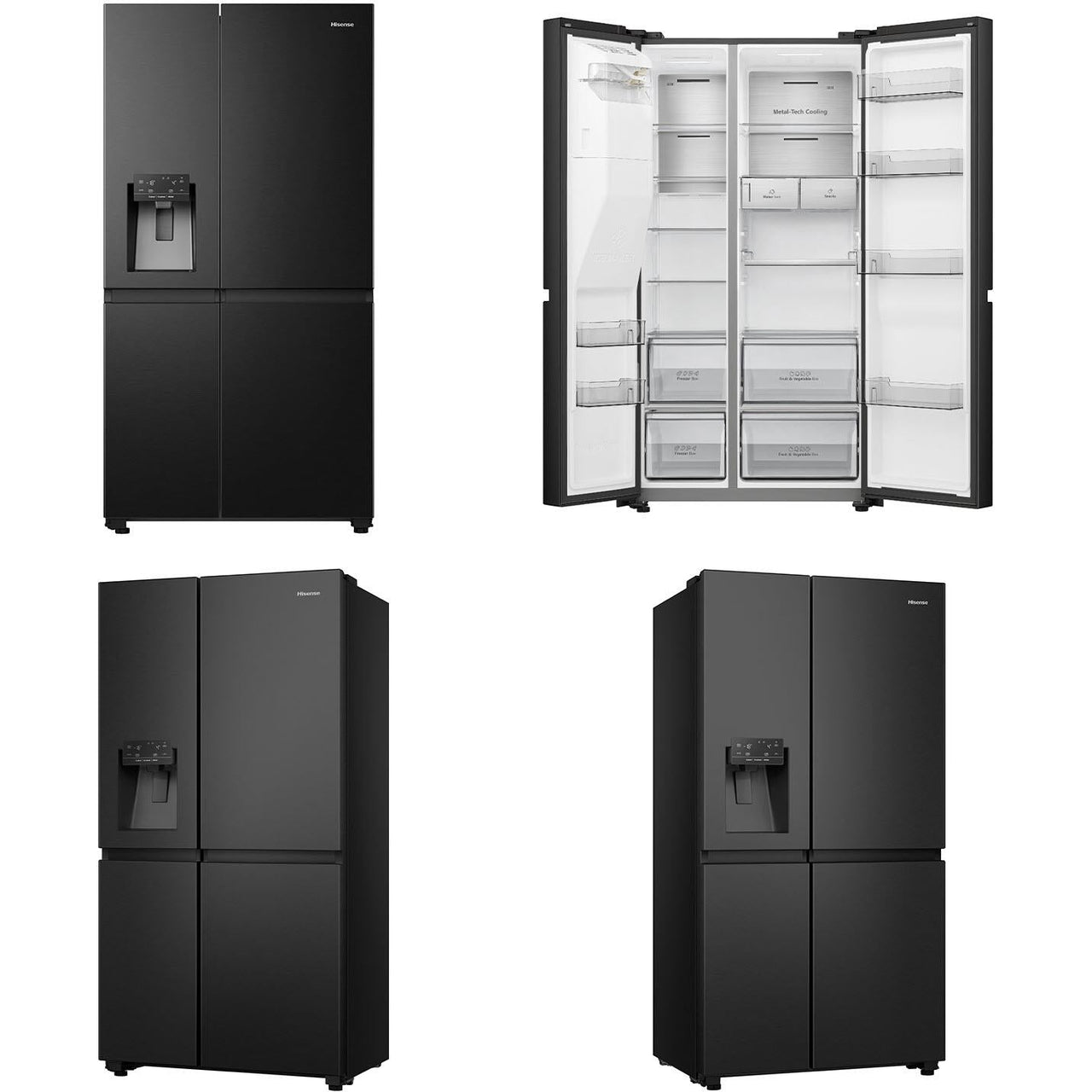 Factory second Hisense HRSBS632BW 632L Wi-Fi Side by Side Fridge (Black Steel) non plumber ice maker & water dispenser - Second Hand Appliances Geebung