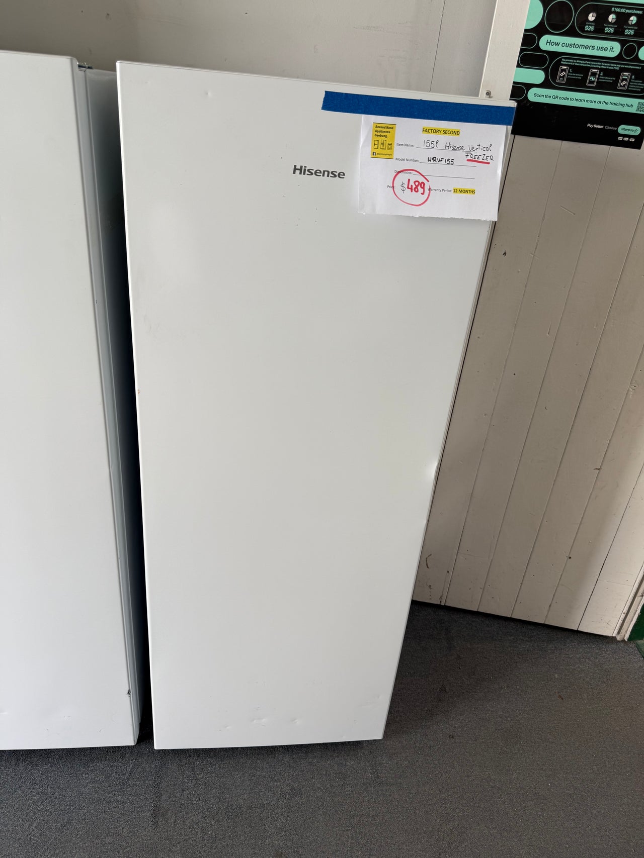 Factory second Hisense HRVF155 155-liter upright freezer - Second Hand Appliances Geebung