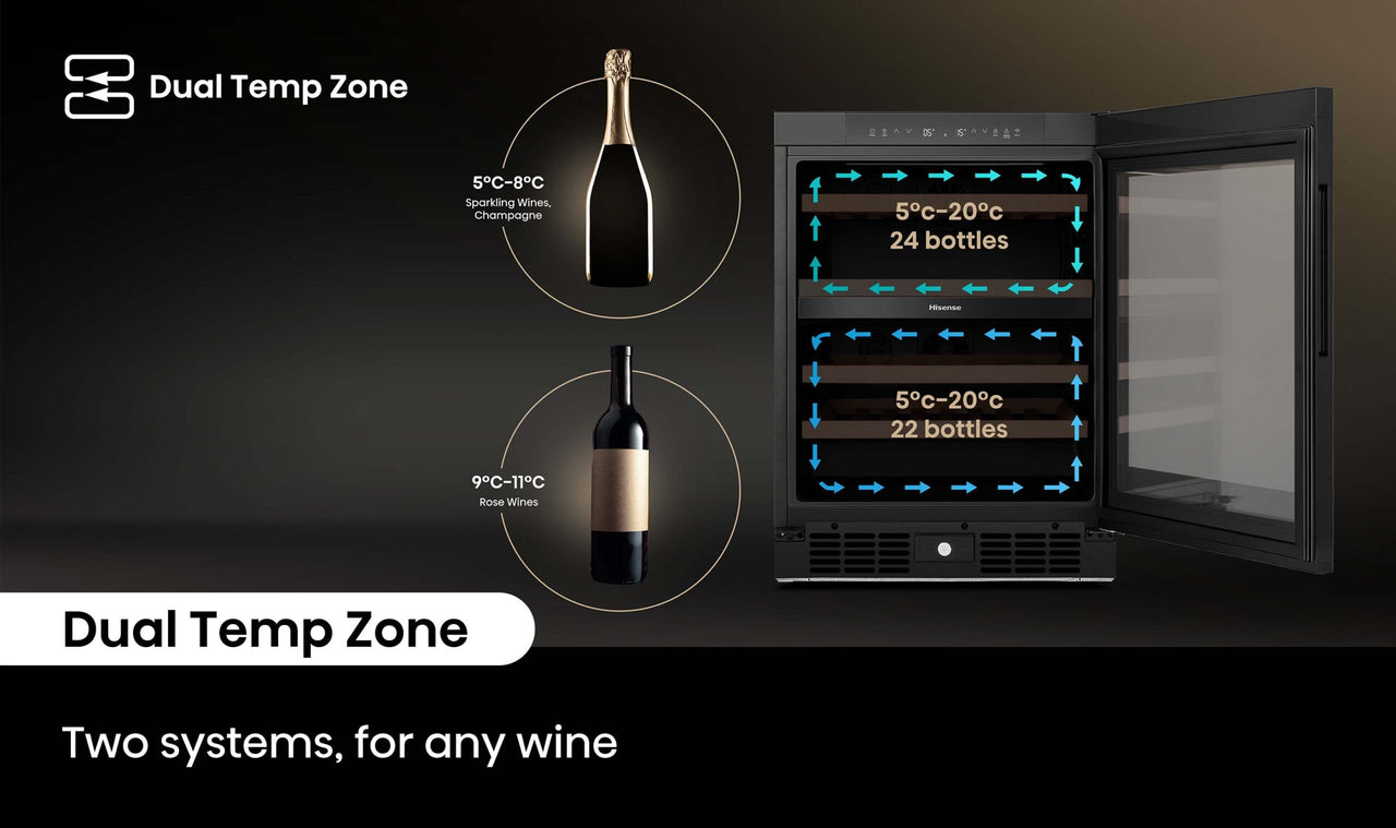 Factory second Hisense HRWC46B 46-Bottle Dual Zone Wine Cabinet - Second Hand Appliances Geebung