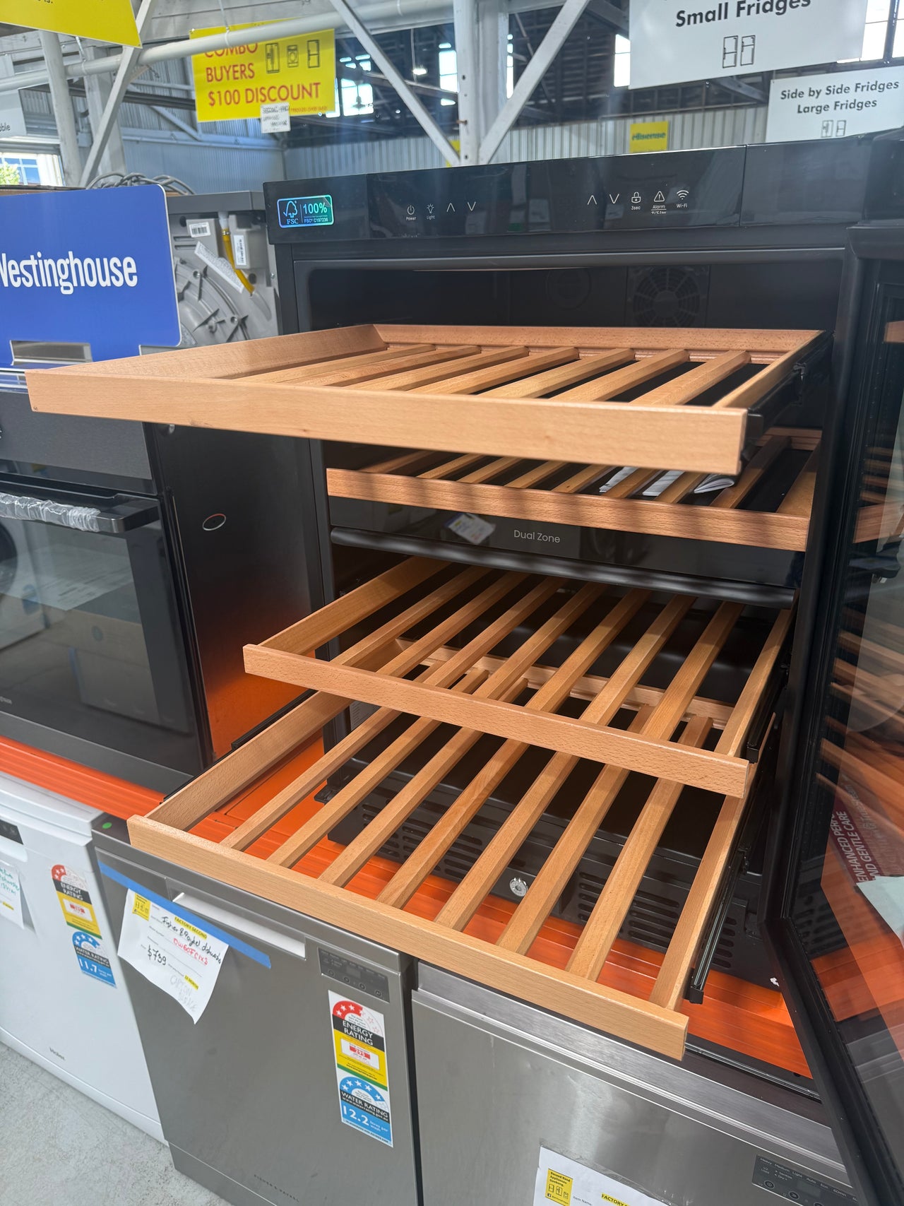 Factory second Hisense HRWC46B 46-Bottle Dual Zone Wine Cabinet - Second Hand Appliances Geebung