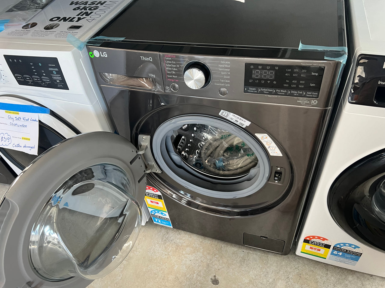 Factory second LG 10kg Series 9 Front Load Washing Machine - Black WV9-1610B - Second Hand Appliances Geebung