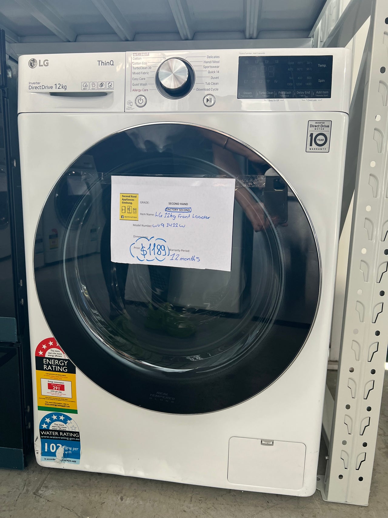 Factory second LG 12kg Front Load Washer WV9-1412W - Second Hand Appliances Geebung