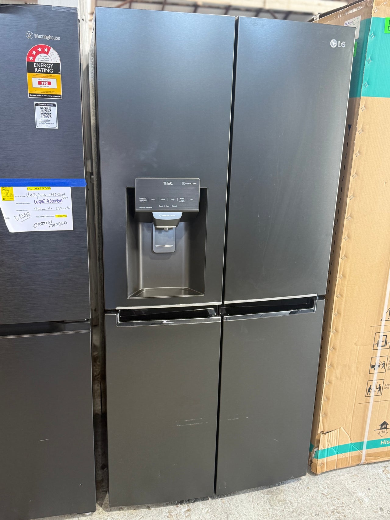 Factory second LG 506L Slim French Door Fridge GF-L570MBL - Second Hand Appliances Geebung