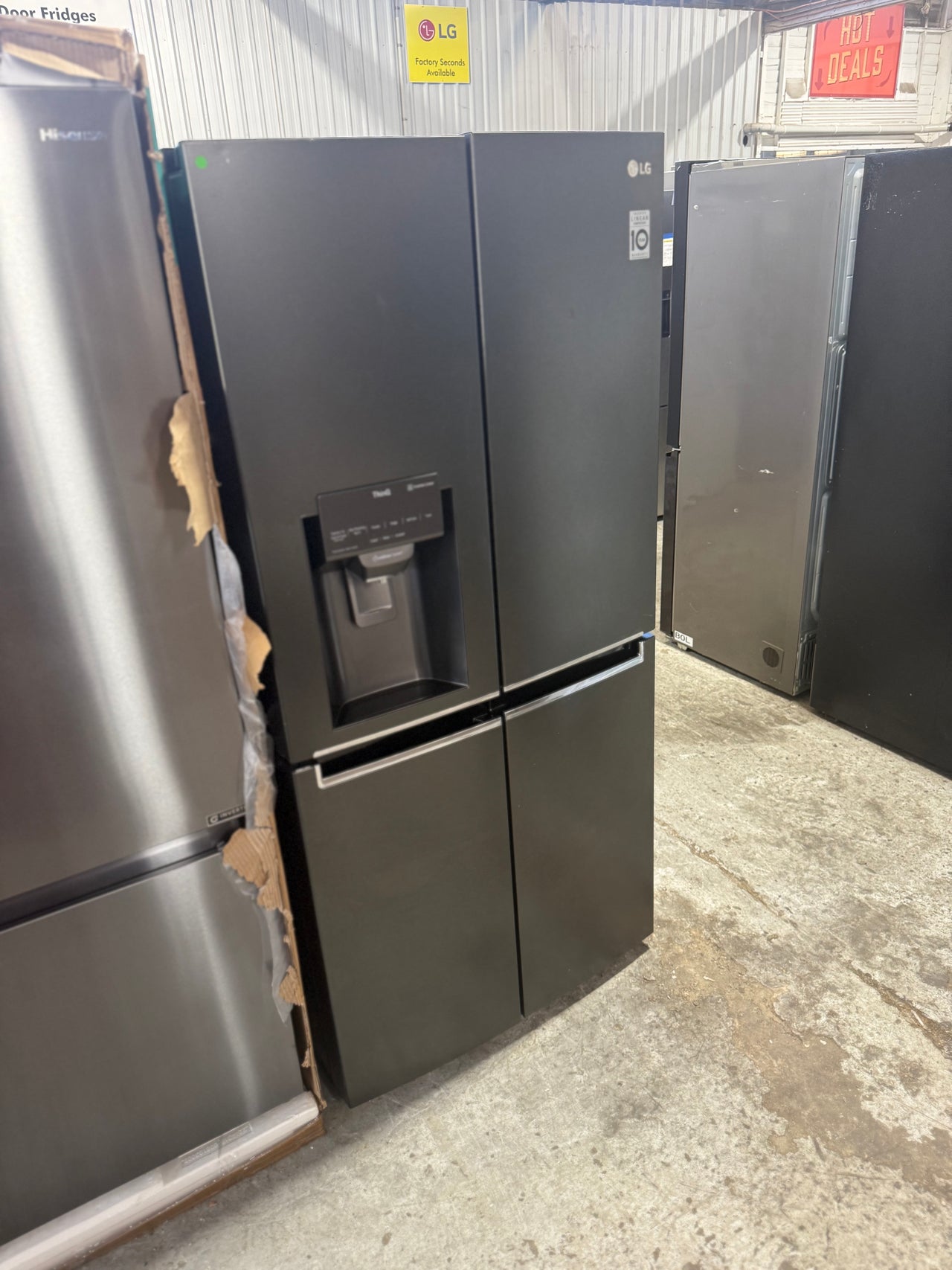 Factory second 570L Slim French Door Fridge with Non Plumbed Ice &Water - Matte Black - Second Hand Appliances Geebung