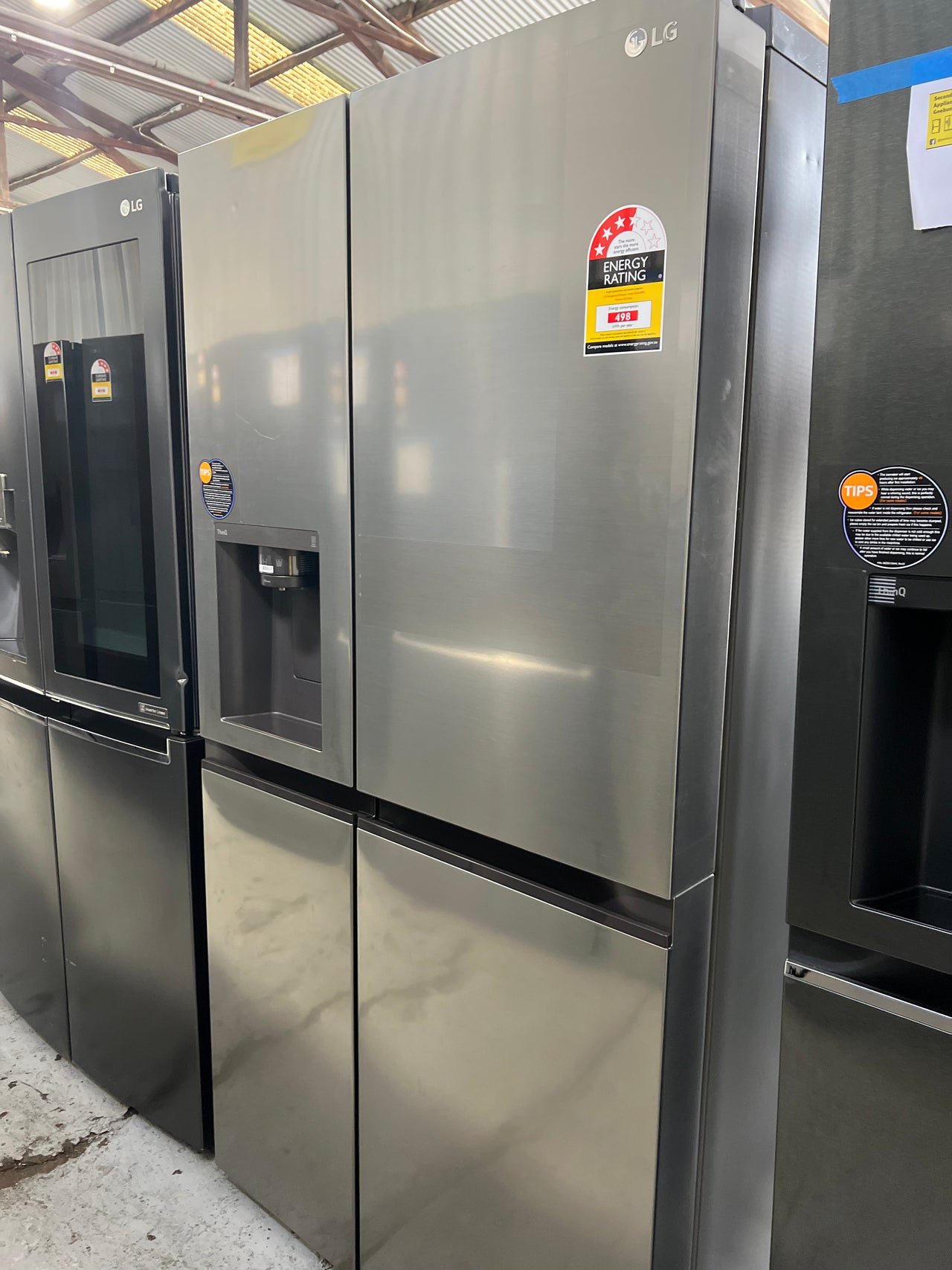 Factory second LG 635L Side by Side Fridge with Ice & Water Dispenser Stainless Steel GS-L600PL - Second Hand Appliances Geebung
