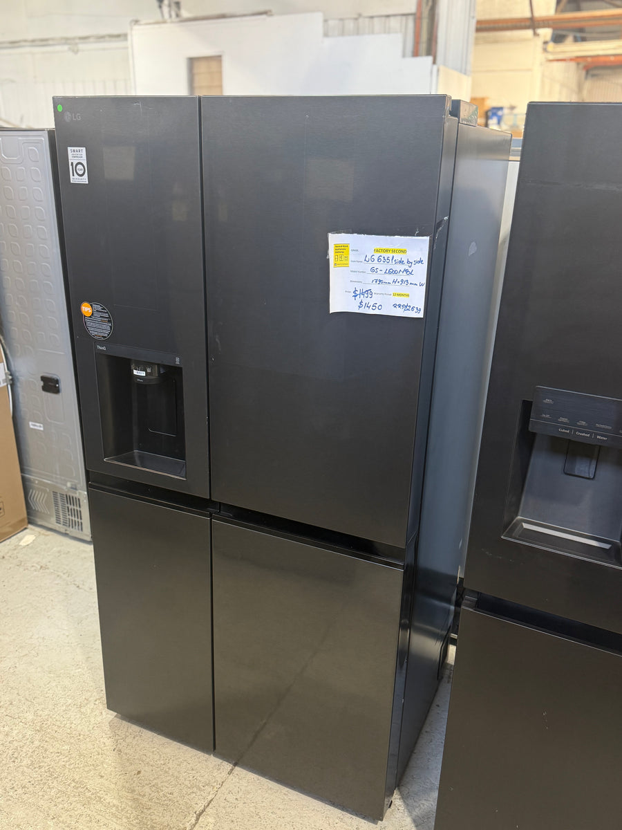 Factory second LG 635L Side-by-Side Fridge with Plumbed Ice &Water – Matte Black (GS-L600MBL) - Second Hand Appliances Geebung