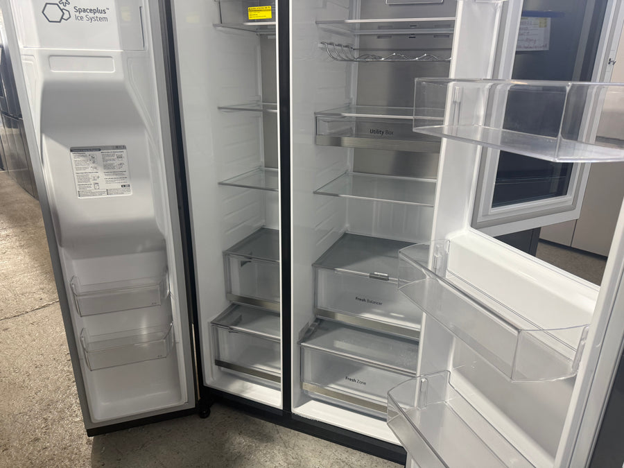 Factory second LG 635L Three Door Side by Side InstaView Fridge – Matte Black - Second Hand Appliances Geebung