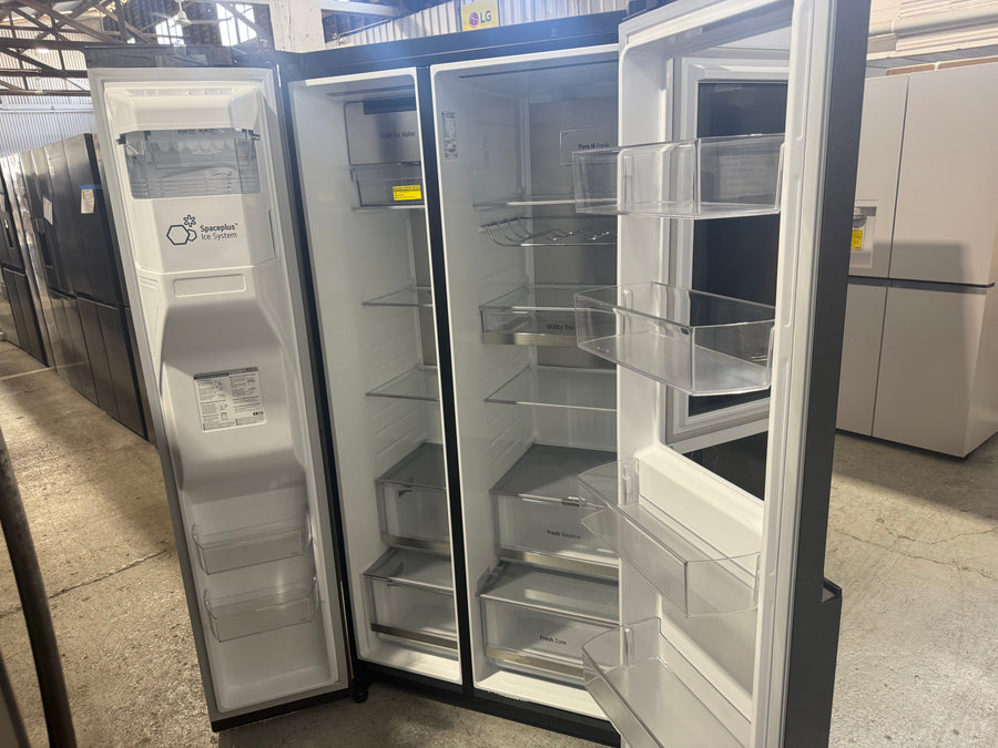 Factory second LG 635L Three Door Side by Side InstaView Fridge – Matte Black - Second Hand Appliances Geebung
