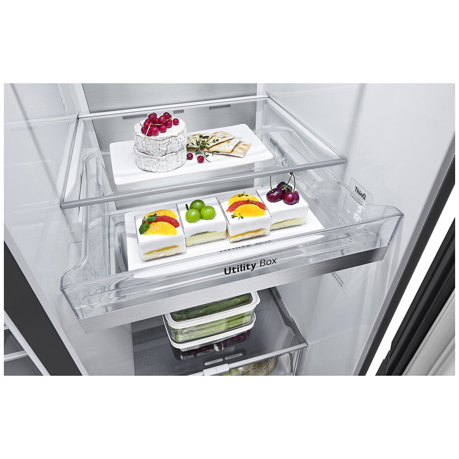 Factory second LG 635L Three Door Side by Side InstaView Fridge – Matte Black - Second Hand Appliances Geebung