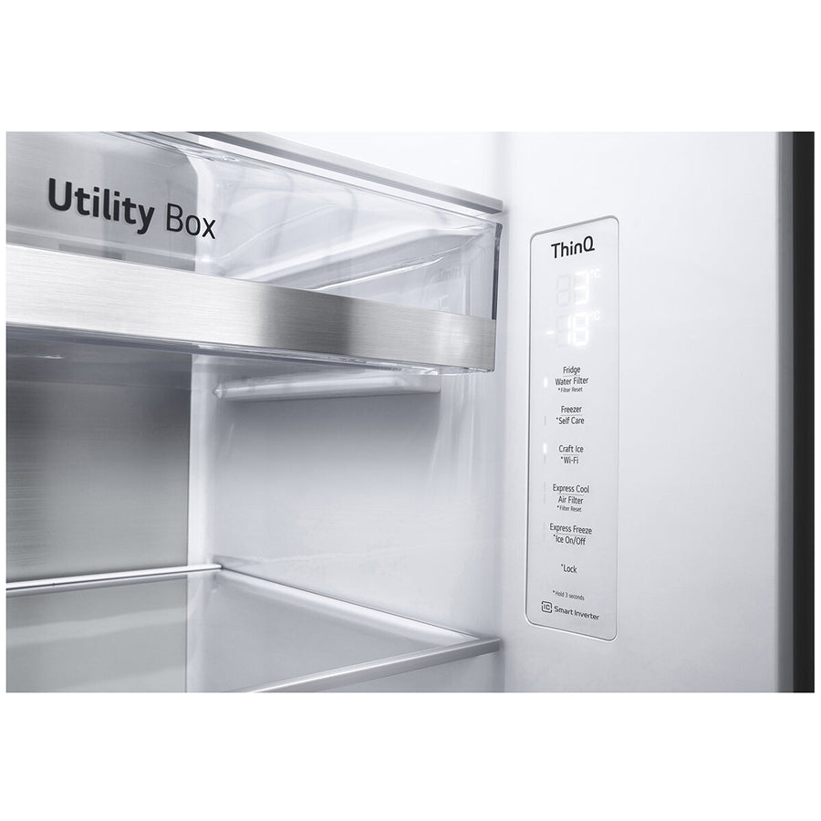 Factory second LG 635L Three Door Side by Side InstaView Fridge – Matte Black - Second Hand Appliances Geebung