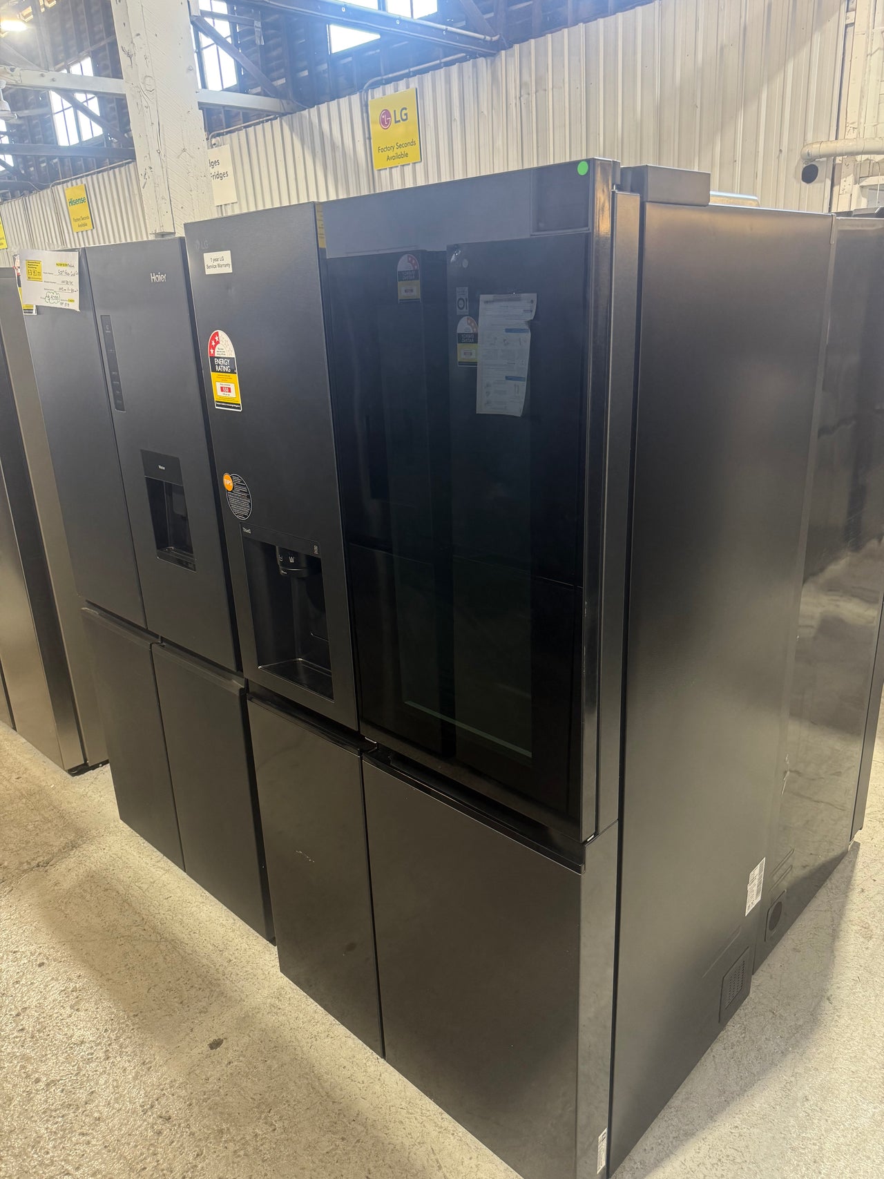 Factory second LG 635L Three Door Side by Side InstaView Fridge – Matte Black - Second Hand Appliances Geebung