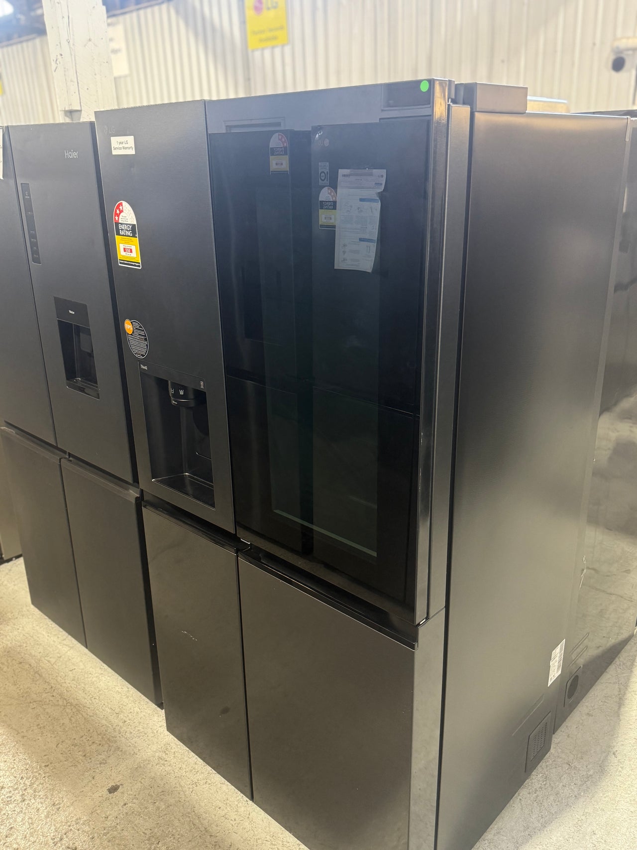 Factory second LG 635L Three Door Side by Side InstaView Fridge – Matte Black - Second Hand Appliances Geebung