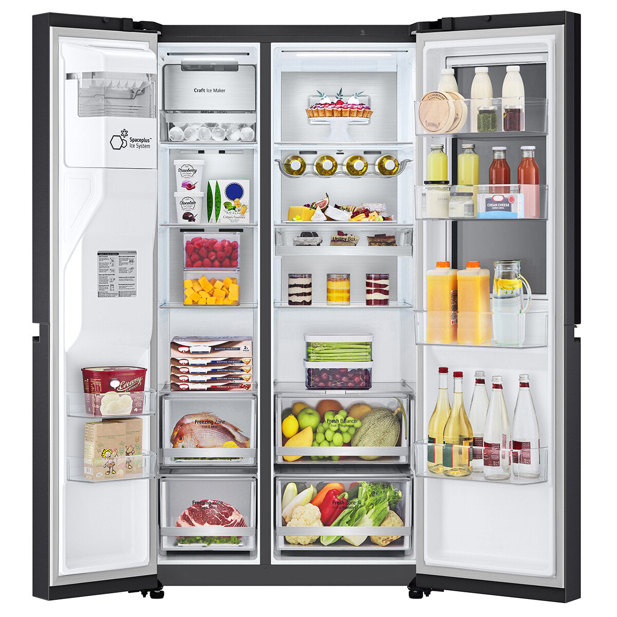 Factory second LG 635L Three Door Side by Side InstaView Fridge – Matte Black - Second Hand Appliances Geebung