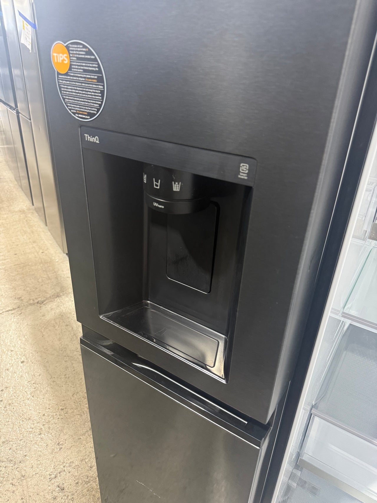 Factory second LG 635L Three Door Side by Side InstaView Fridge – Matte Black - Second Hand Appliances Geebung