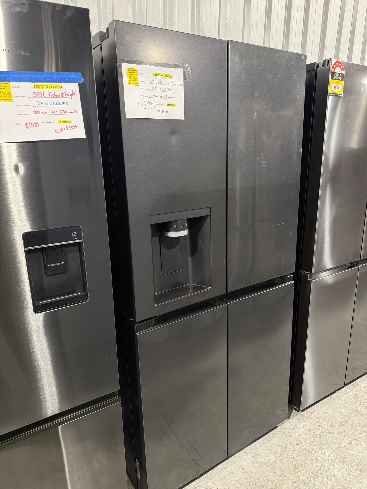 Factory second LG GF-L500MBL 506L Slim French Door Fridge - Second Hand Appliances Geebung