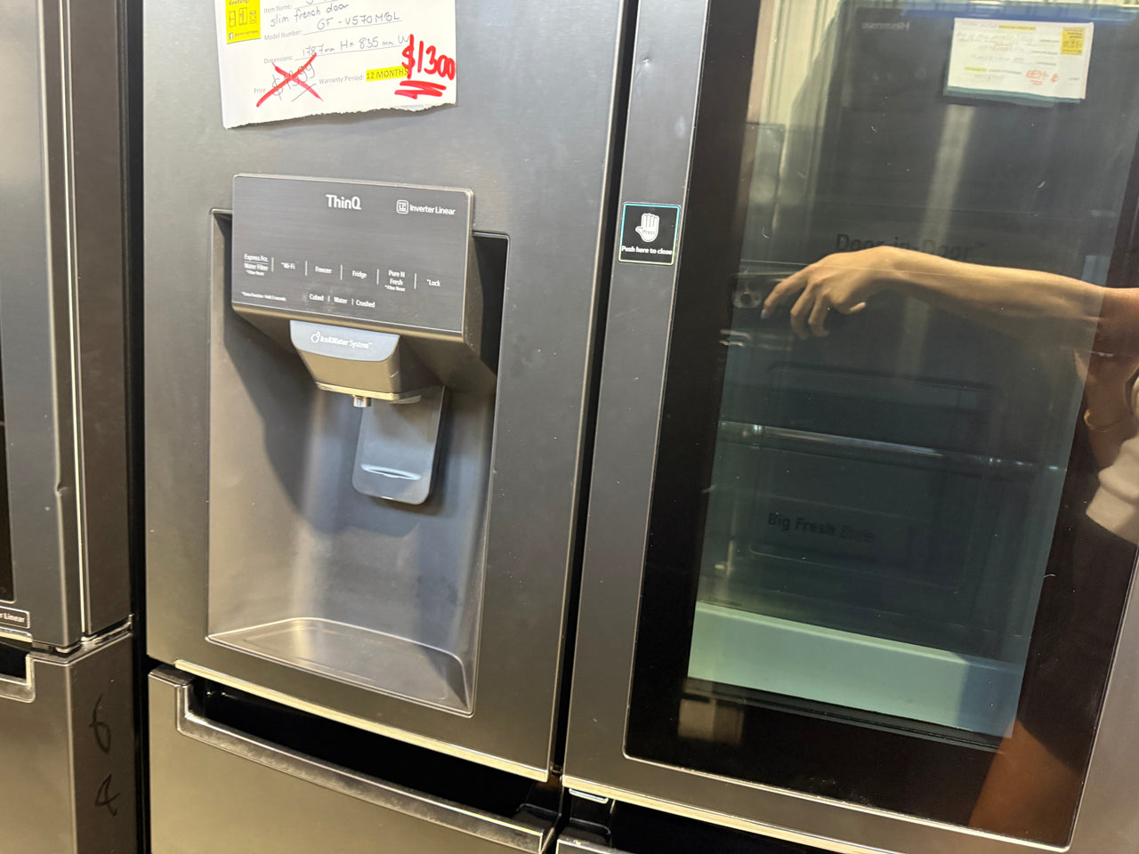 Factory second LG GF-V570MBL 508L Slim French Door Fridge – Matte Black (InstaView Door-in-Door) - Second Hand Appliances Geebung